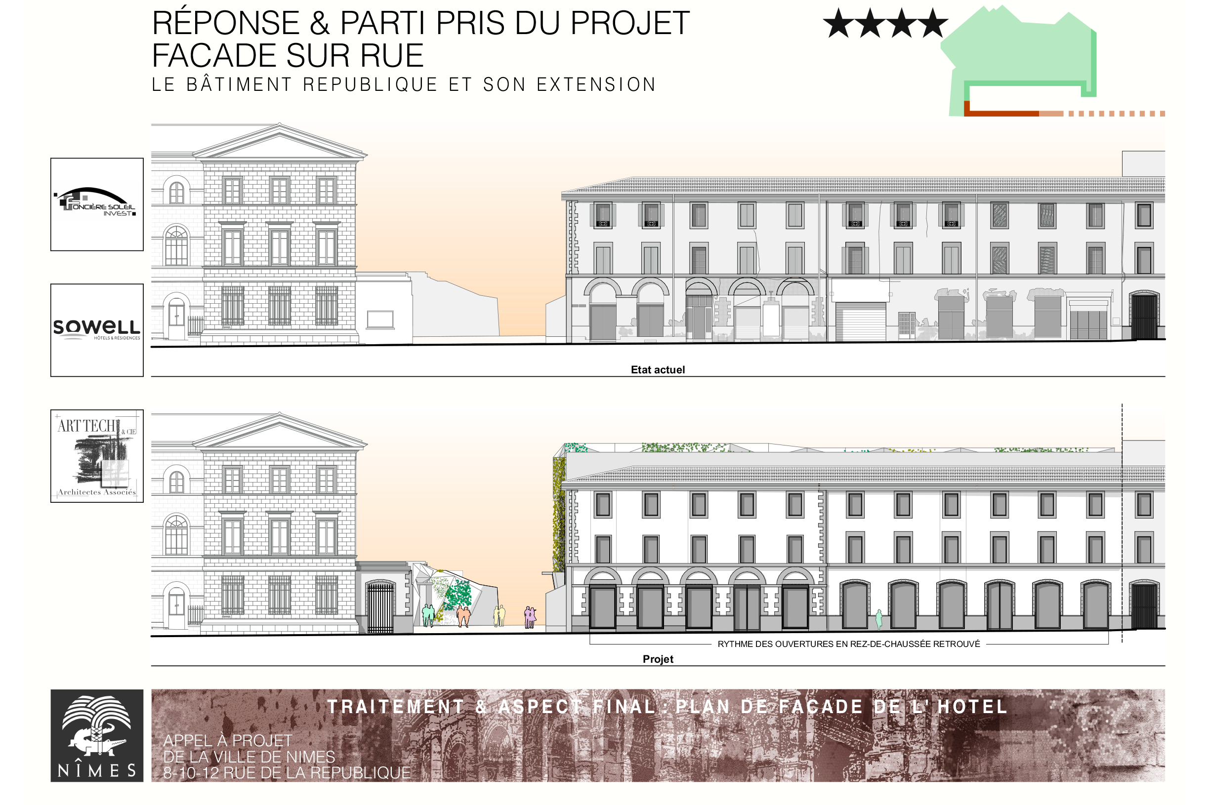 793-4 Façade République – Plan de façade de l’hotel